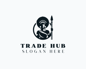 African Warrior Woman logo design