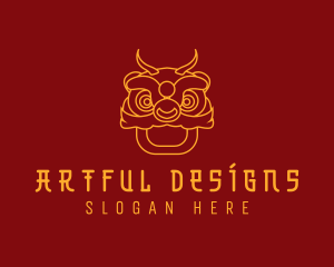 Asian Dragon Line Art logo design