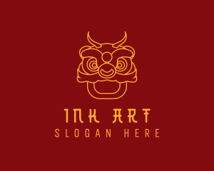 Asian Dragon Line Art logo design