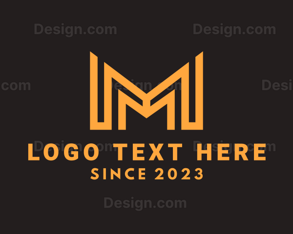 Orange Letter M Building Logo