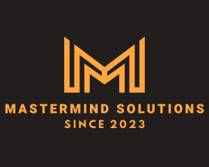 Orange Letter M Building logo design