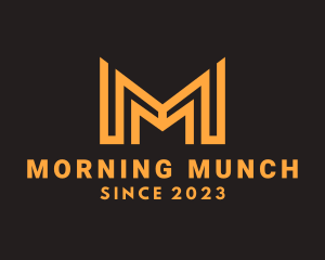 Orange Letter M Building logo design