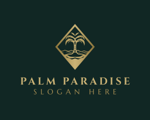 Beach Palm Tree Resort logo design