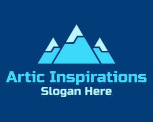 Blue Snowy Mountain logo design