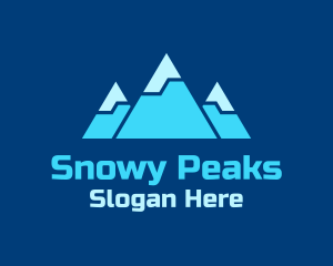 Blue Snowy Mountain logo design