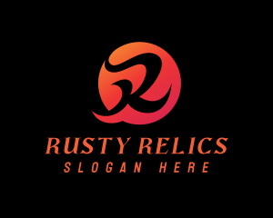 Fiery Orange Letter R logo design