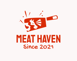 Cow Meat Butcher Cleaver logo design