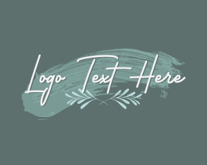 Paint Stroke Leaf Wordmark logo