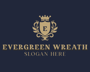 Crown Shield Wreath logo design