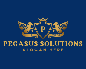 Pegasus Crown Crest logo design