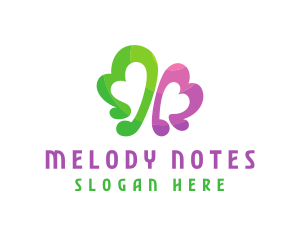 Heart Musical Notes logo design