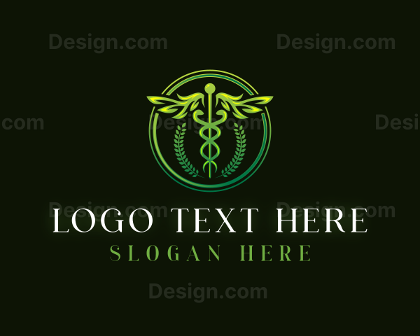 Wings Caduceus Staff Logo