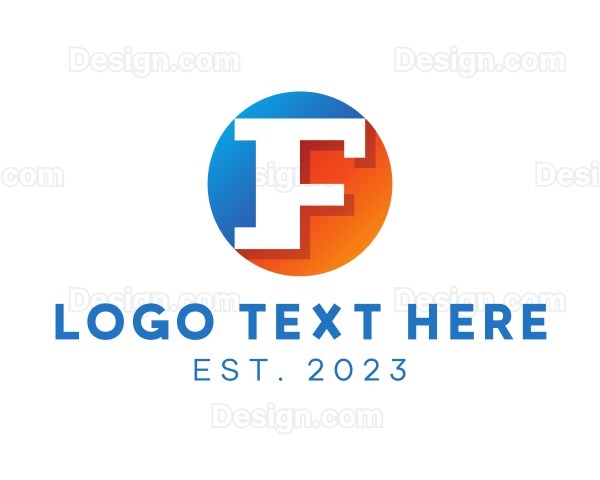 Blue & Orange F Badge Logo