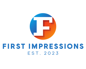 Blue & Orange F Badge logo design