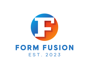 Blue & Orange F Badge logo design