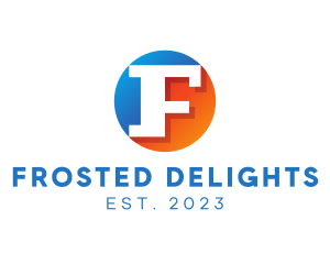 Blue & Orange F Badge logo design