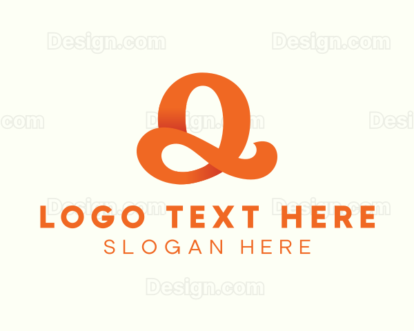 Orange Script Letter Q Logo