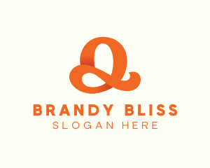 Orange Script Letter Q logo design