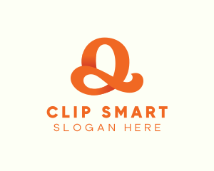 Orange Script Letter Q logo design