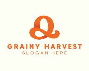 Orange Script Letter Q logo design