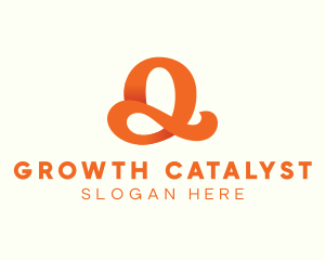 Orange Script Letter Q logo design