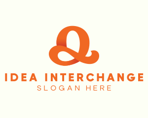 Orange Script Letter Q logo design