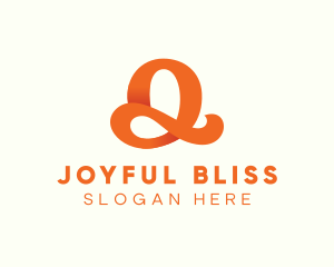 Orange Script Letter Q logo design