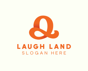 Orange Script Letter Q logo design