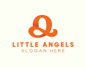 Orange Script Letter Q logo design