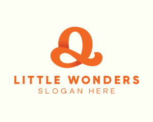 Orange Script Letter Q logo design