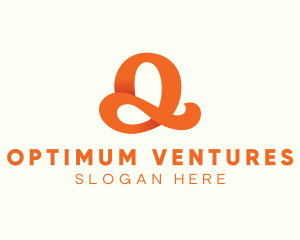 Orange Script Letter Q logo design