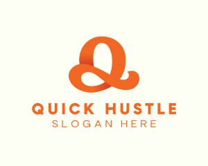 Orange Script Letter Q logo design