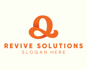 Orange Script Letter Q logo design