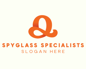 Orange Script Letter Q logo design