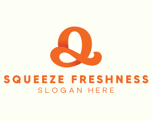 Orange Script Letter Q logo design