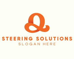 Orange Script Letter Q logo design