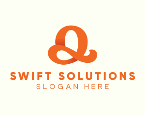 Orange Script Letter Q logo design