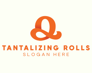 Orange Script Letter Q logo design