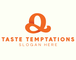 Orange Script Letter Q logo design