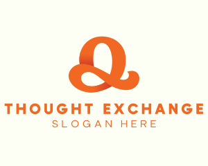 Orange Script Letter Q logo design