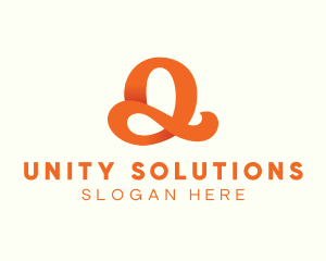 Orange Script Letter Q logo design