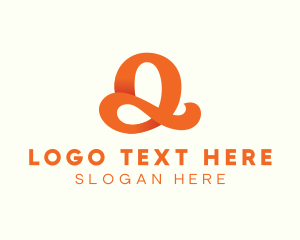 Lettering - Orange Script Letter Q logo design