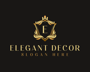 Floral Decorative Shield logo design