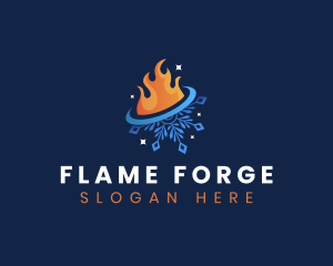 Fire Snowflake HVAC logo design