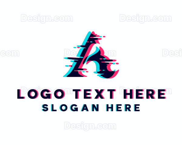 Glitch Tech Letter A Logo