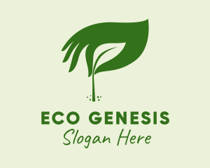 Green Seedling Hand logo design