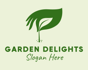 Green Seedling Hand logo design