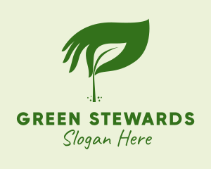 Green Seedling Hand logo design