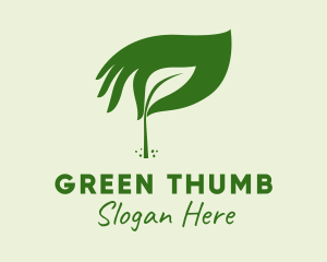 Green Seedling Hand logo design