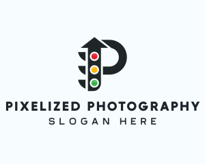 Arrow Traffic Light Letter P logo design